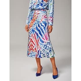 Women's Watercolor Leopard Satin Mermaid Skirt Elastic Waistband Lined Elegant Stylish Casual Bold Print Daily Work Fall